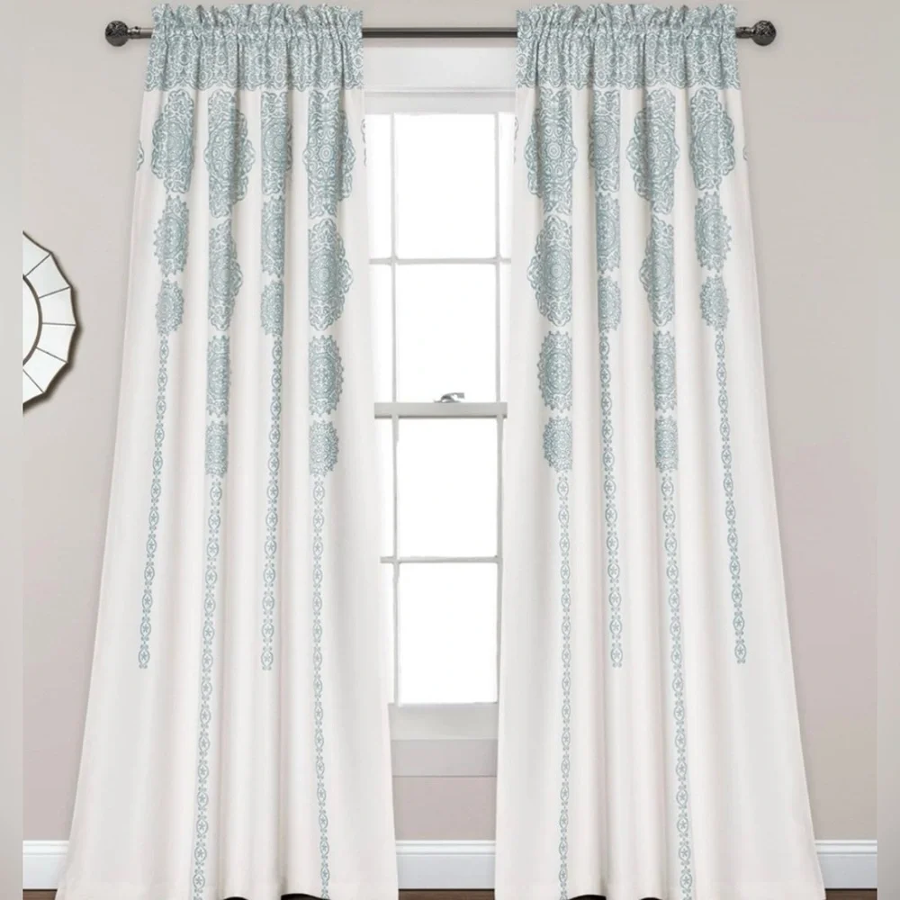 Lush Decor Stripe Medallion Curtains Fabric Mandala Bohemian Damask 84